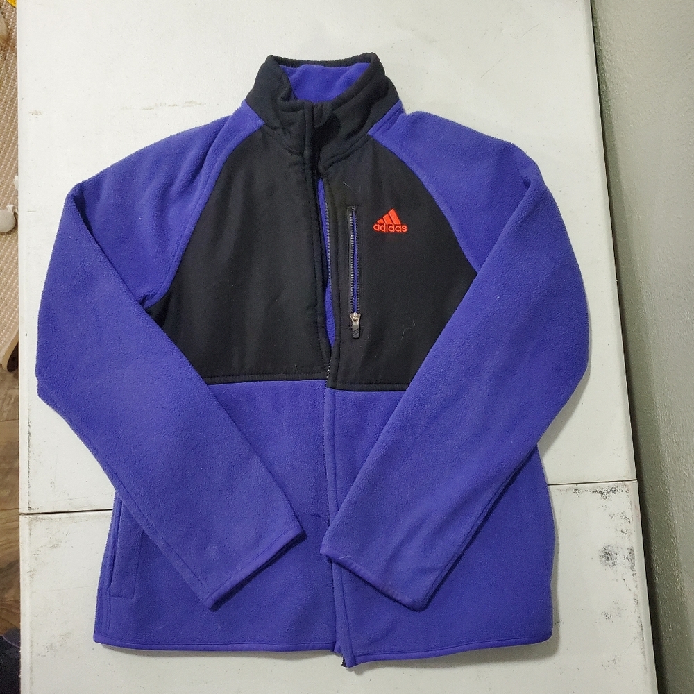 Adidas Black and Purple Fleece Jacket